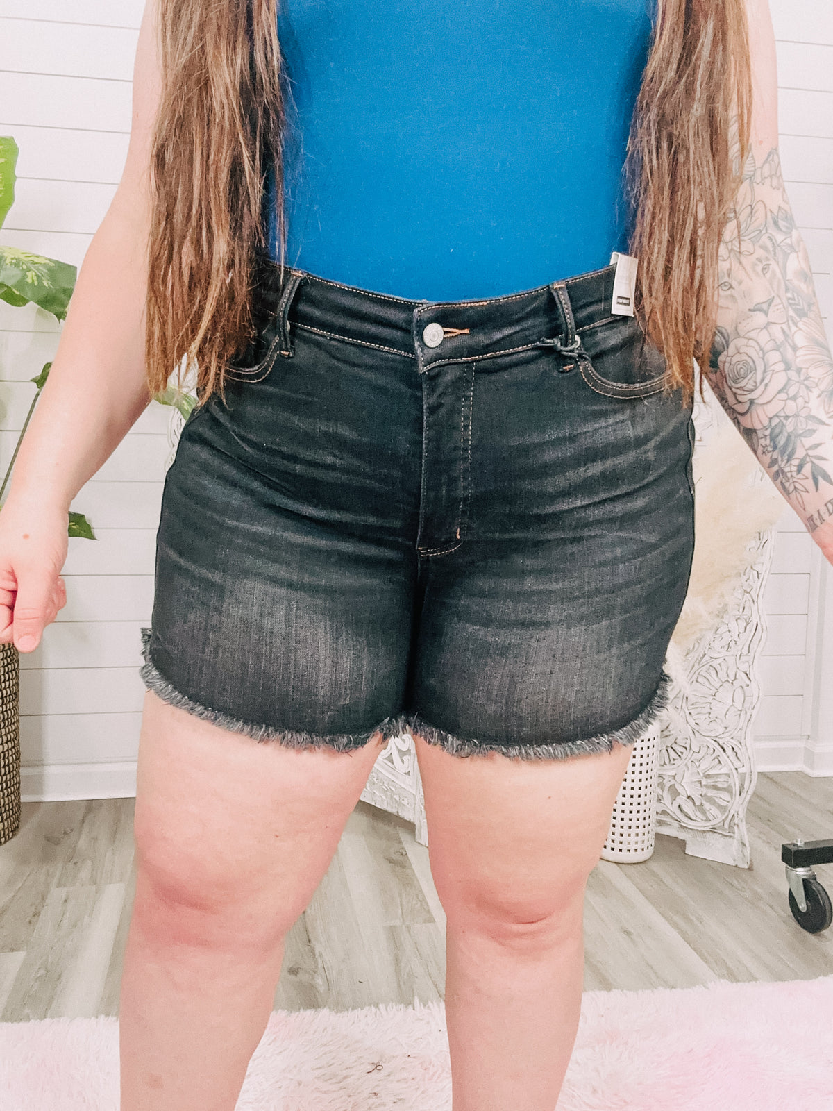 Judy Blue Full Size Tummy Control Fray Hem Shorts