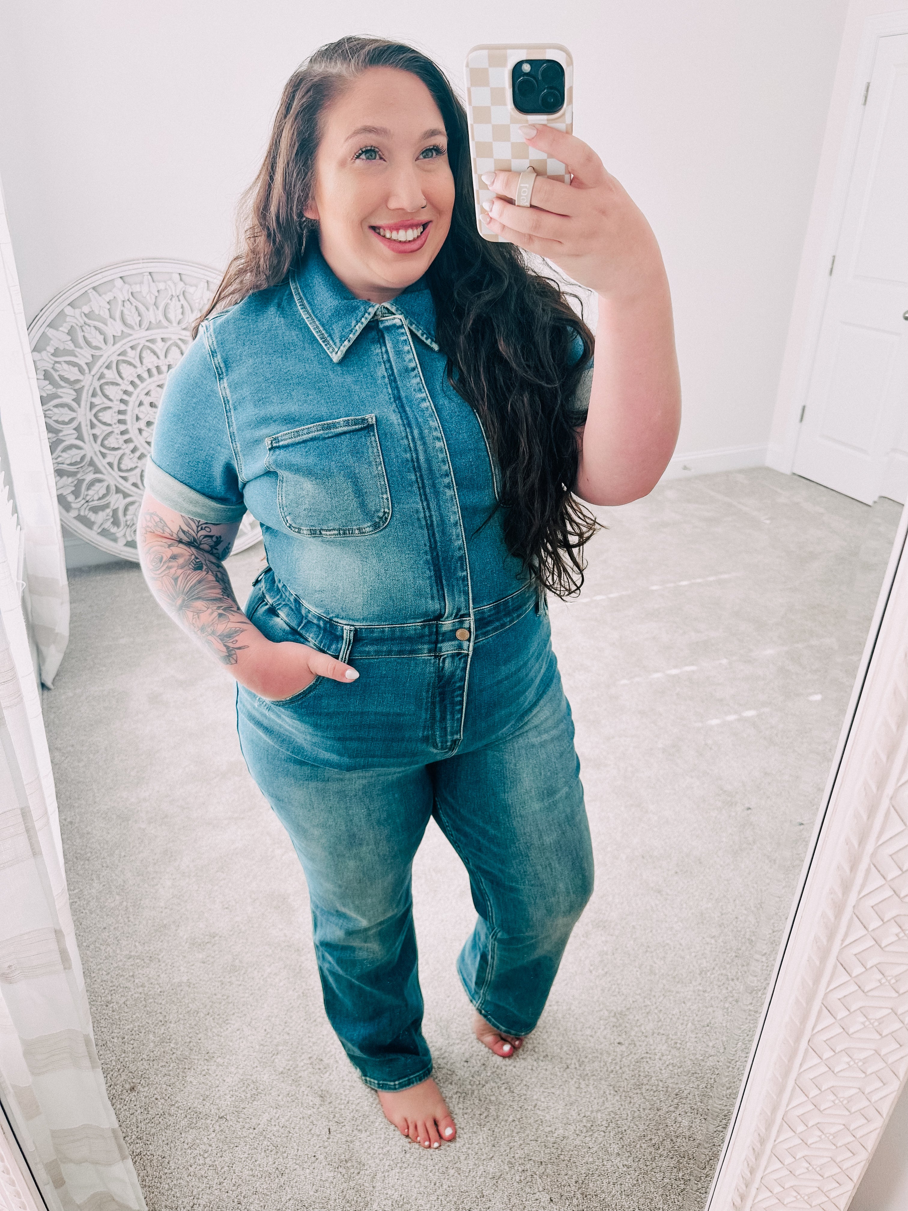 Judy Blue Sylvia Short Sleeve Denim Jumpsuit