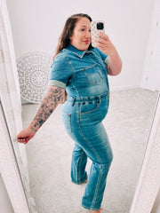 Judy Blue Sylvia Short Sleeve Denim Jumpsuit