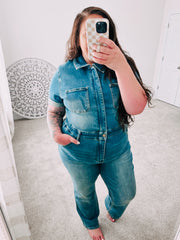 Judy Blue Sylvia Short Sleeve Denim Jumpsuit