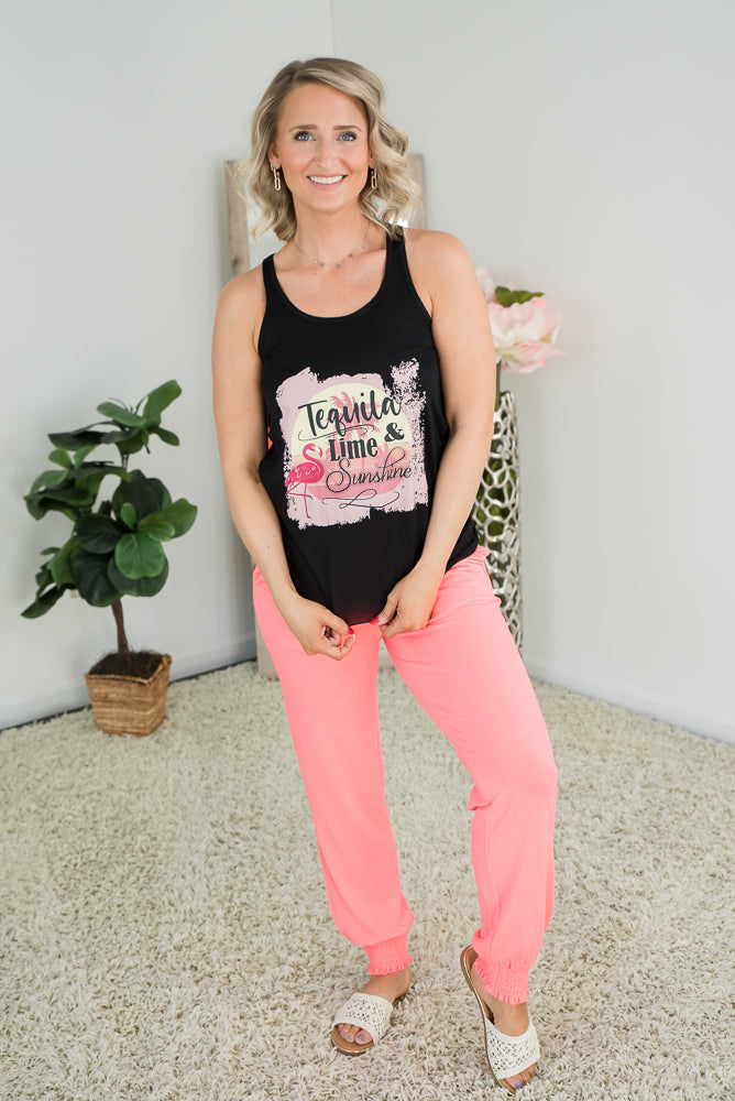 Zenana Be Your Best Lounge Joggers in Coral