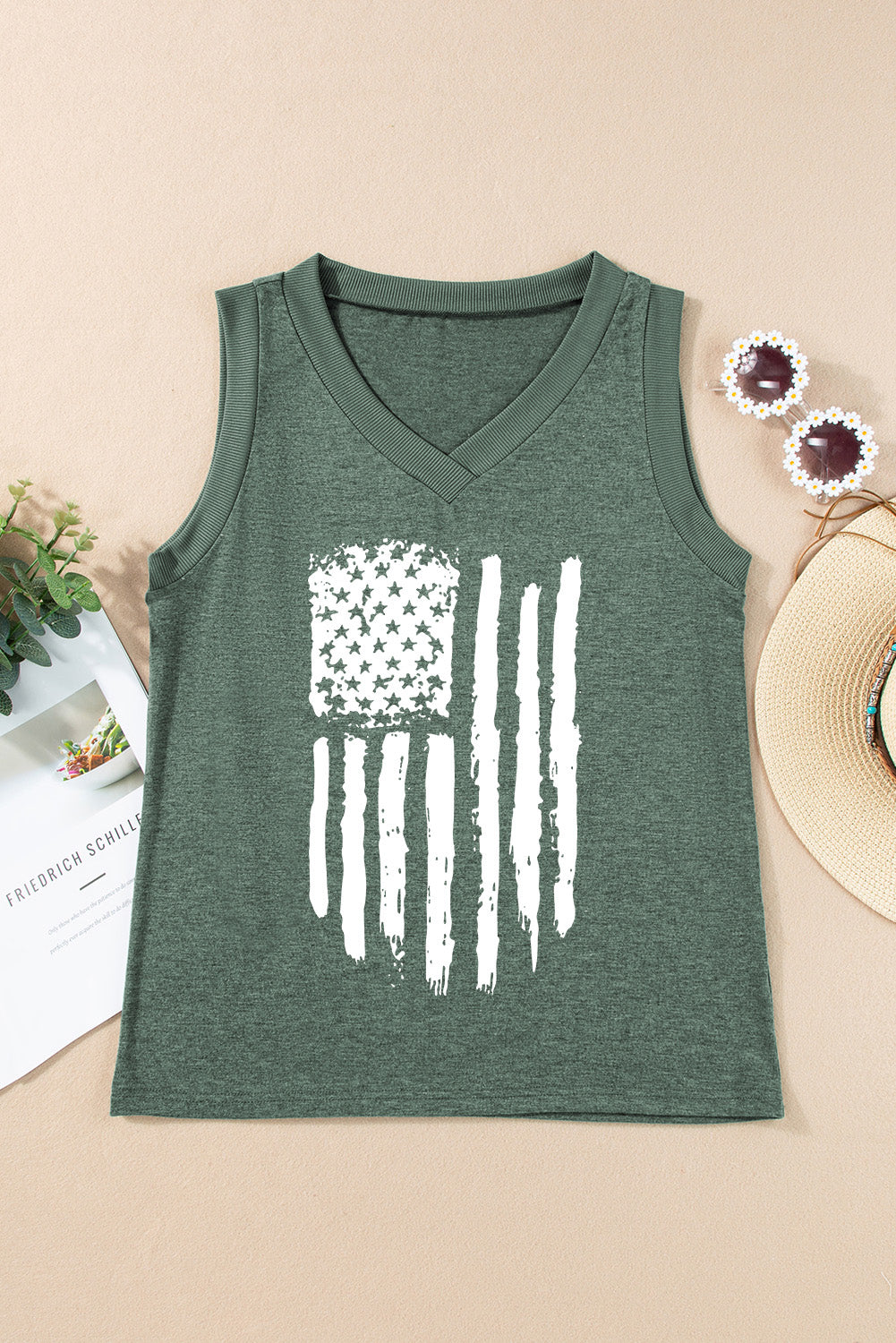 US Flag V-Neck Tank