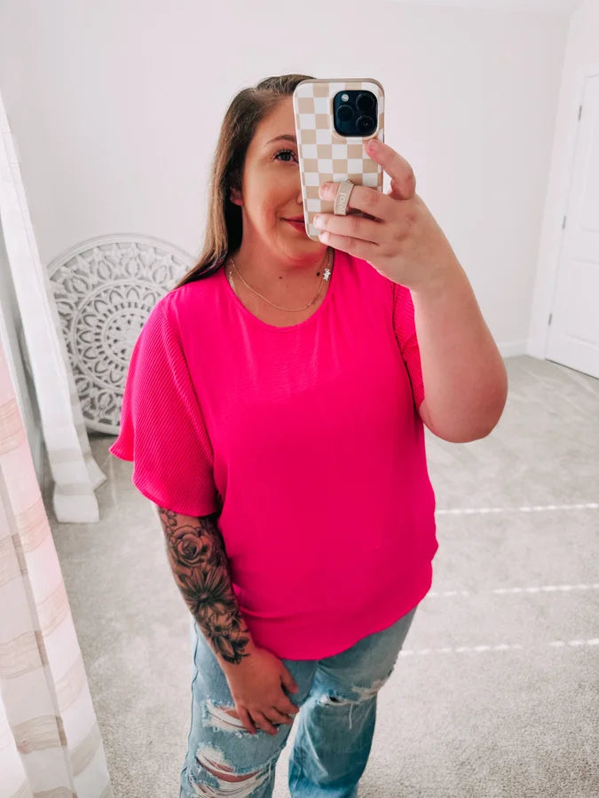 Pink and Perfect Ruffle Sleeve Top