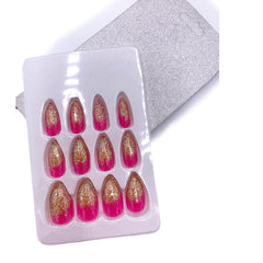 Almond Glitter Press On Nail Art