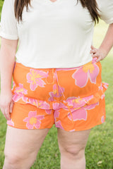 White Birch Tangerine Floral Shorts