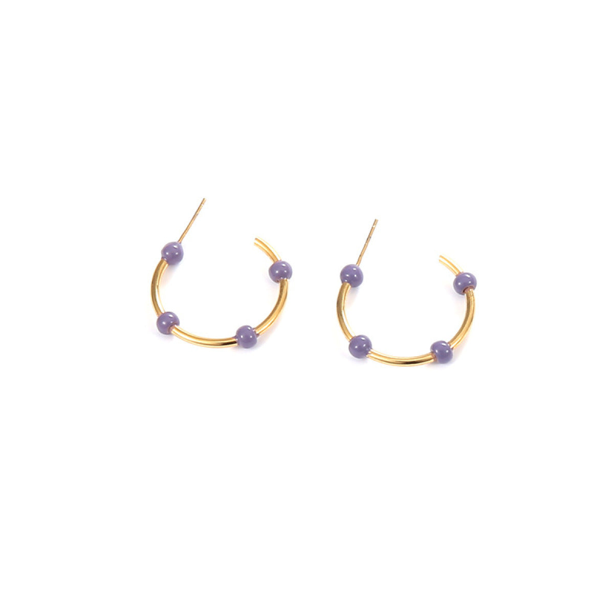 Willow Moon Retro Hand Enamel C-Shaped Hoop Earrings with Box (U.S. Stock)