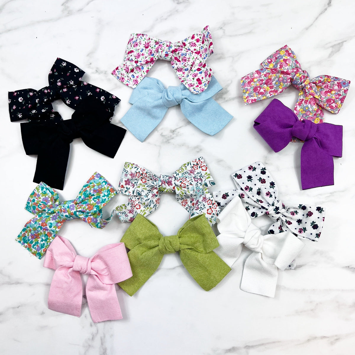 Suede & Floral Bow- 2 pack