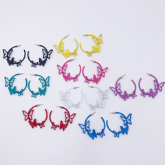 Colorful Butterfly Hoop Earrings